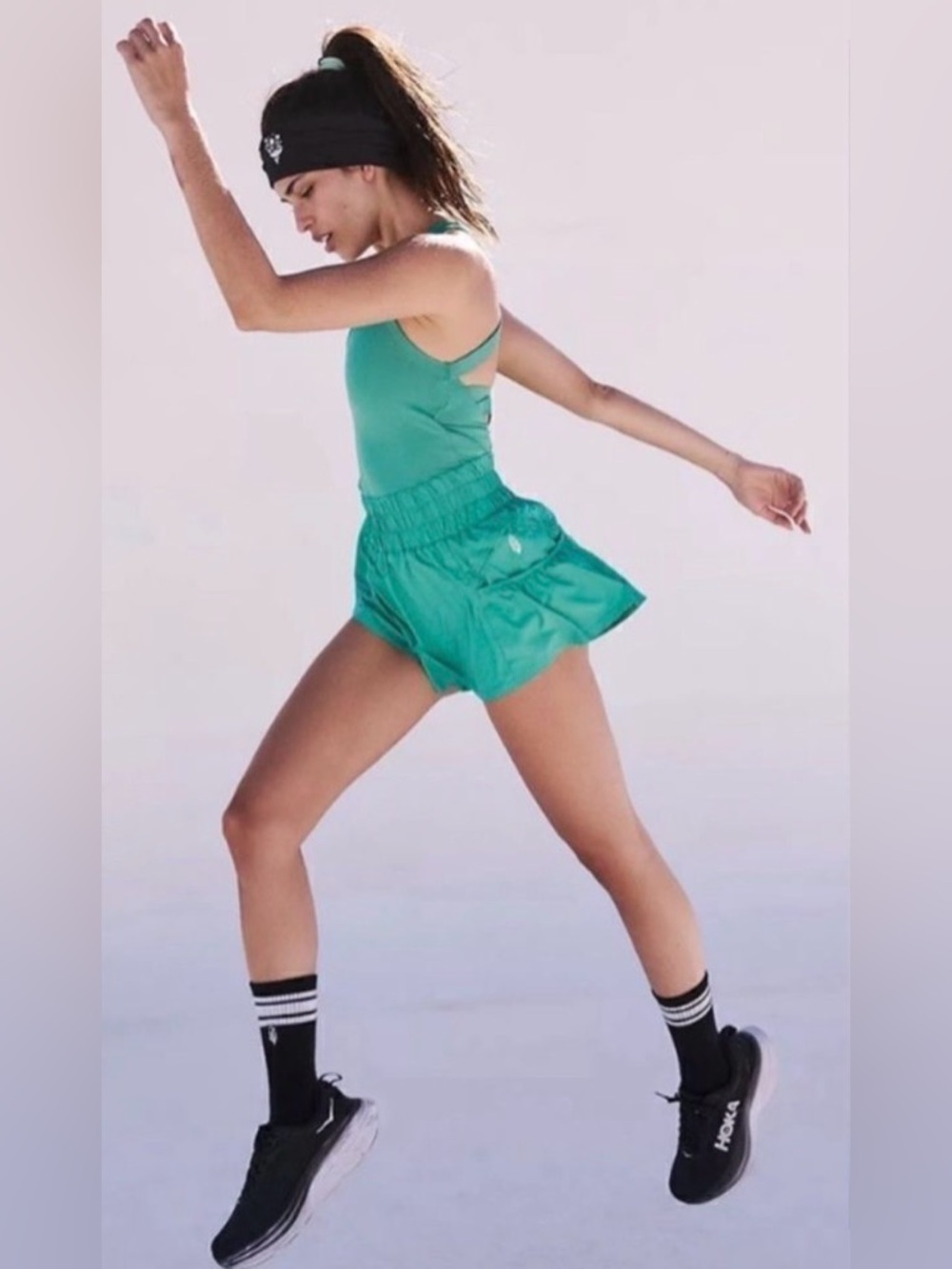 NWT  Free People Movement - Sport Green Get Your Flirt On Shortsie Large